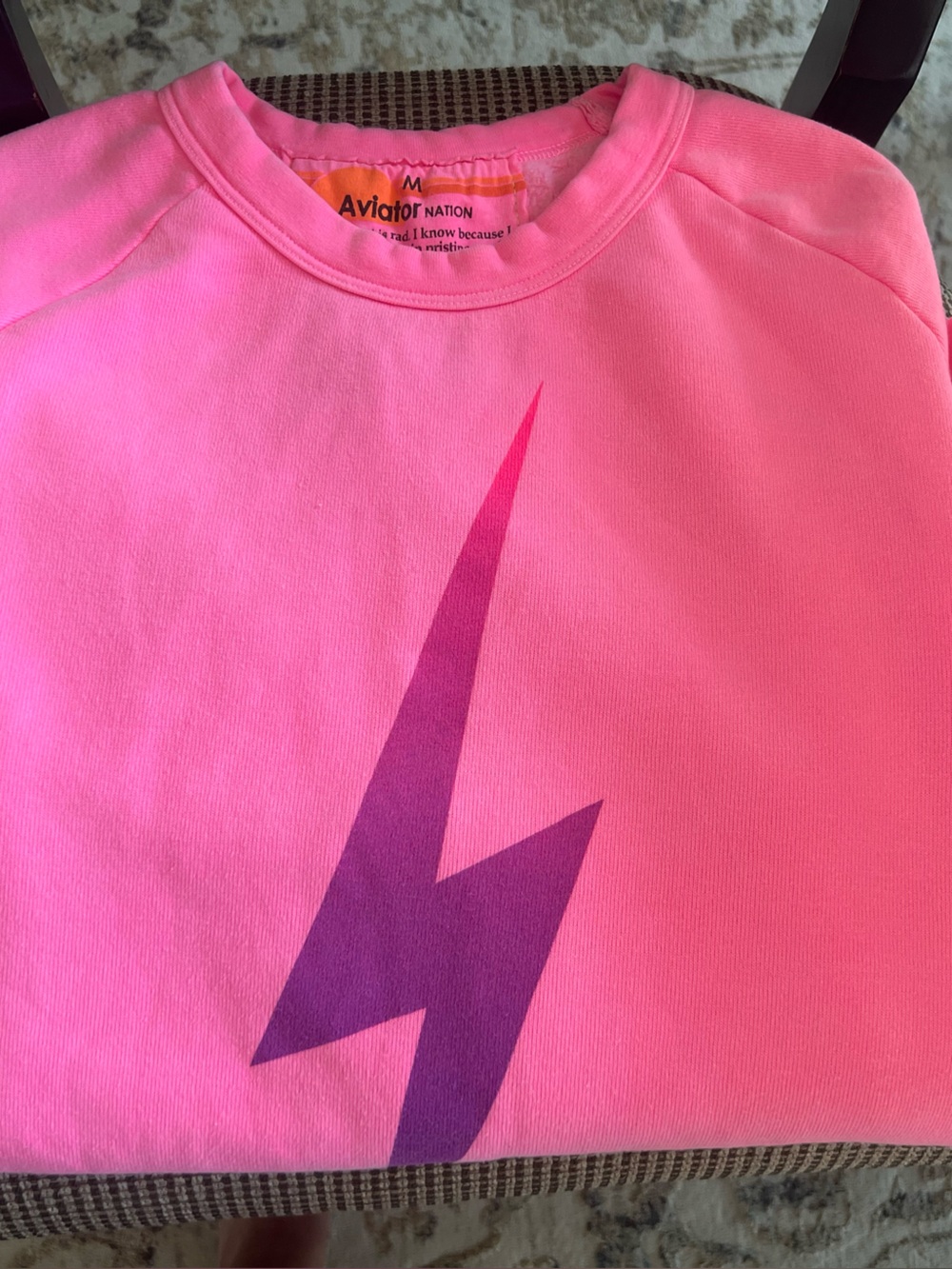 Aviator Nation Pink Lightning Bolt Sweatshirt M